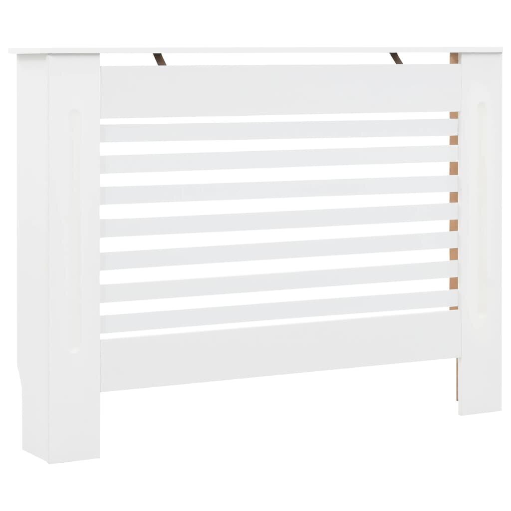 vidaXL Lämpöpatterin suoja MDF 112x19x81,5 cm valkoinen hinta ja tiedot | Takka- ja uunitarvikkeet | hobbyhall.fi