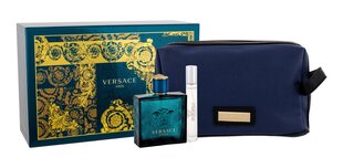 Setti Versace:Eros EDT miehille 100 ml + Eros EDT miehille 10 ml + kosmetiikkalaukku hinta ja tiedot | Miesten hajuvedet | hobbyhall.fi