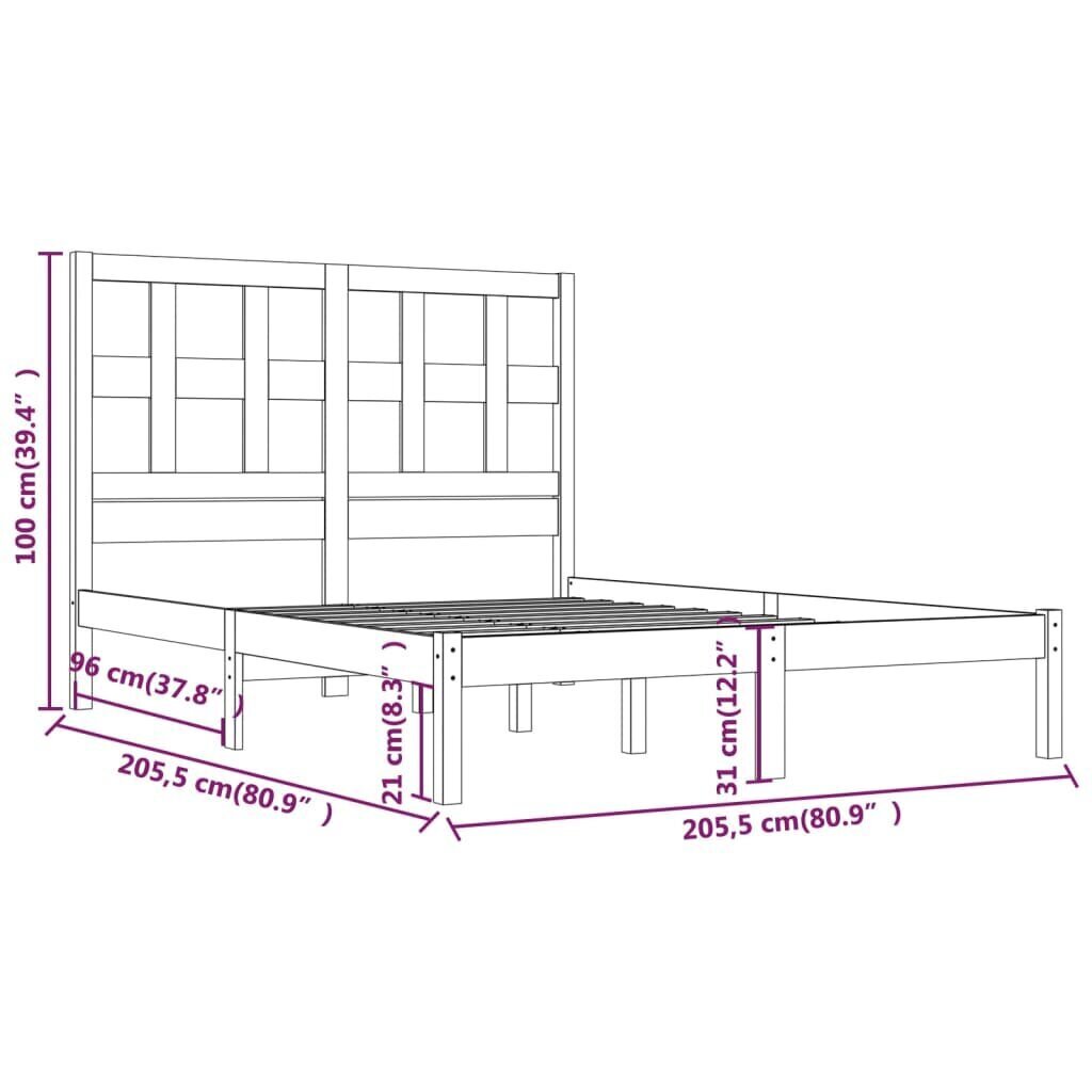 vidaXL Sängynrunko täysi mänty 200x200 cm hinta ja tiedot | Sängyt | hobbyhall.fi