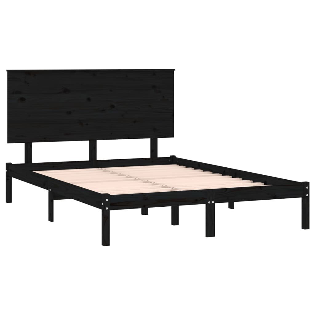 vidaXL Sängynrunko musta täysi puu 120x190 cm 4FT Small Double hinta ja tiedot | Sängyt | hobbyhall.fi