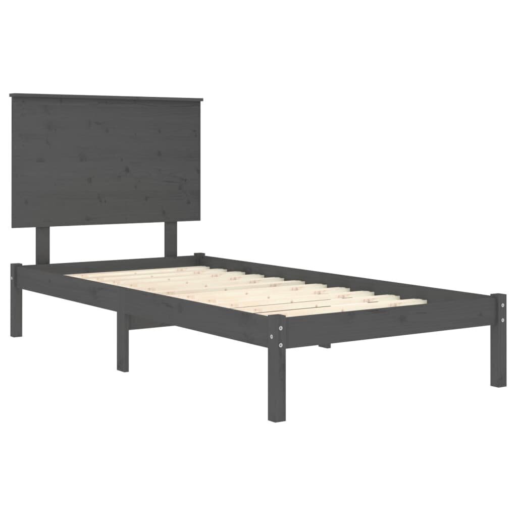 vidaXL Sängynrunko harmaa täysi mänty 90x200 cm hinta ja tiedot | Sängyt | hobbyhall.fi