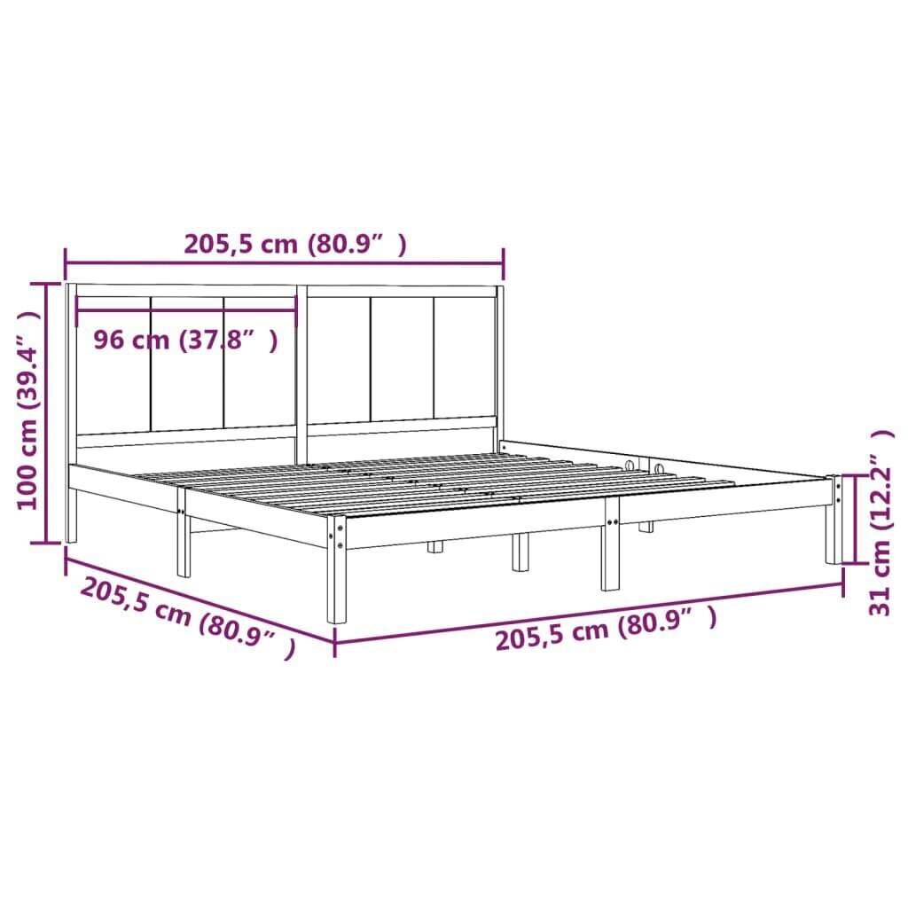 vidaXL Sängynrunko musta täysi mänty 200 x 200 cm hinta ja tiedot | Sängyt | hobbyhall.fi