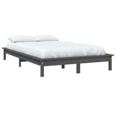 vidaXL Sängynrunko harmaa 135x190 cm täysi mänty 4FT6 Double hinta ja tiedot | Sängyt | hobbyhall.fi