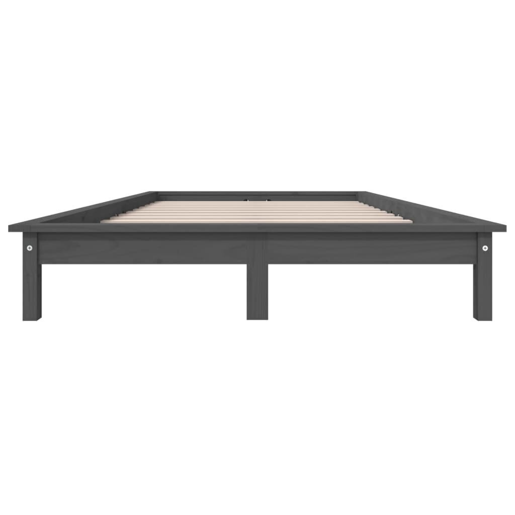 vidaXL Sängynrunko harmaa 135x190 cm täysi mänty 4FT6 Double hinta ja tiedot | Sängyt | hobbyhall.fi