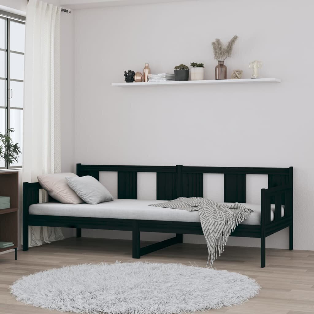 vidaXL Sohvasänky musta täysi mänty 90x200 cm hinta ja tiedot | Sängyt | hobbyhall.fi