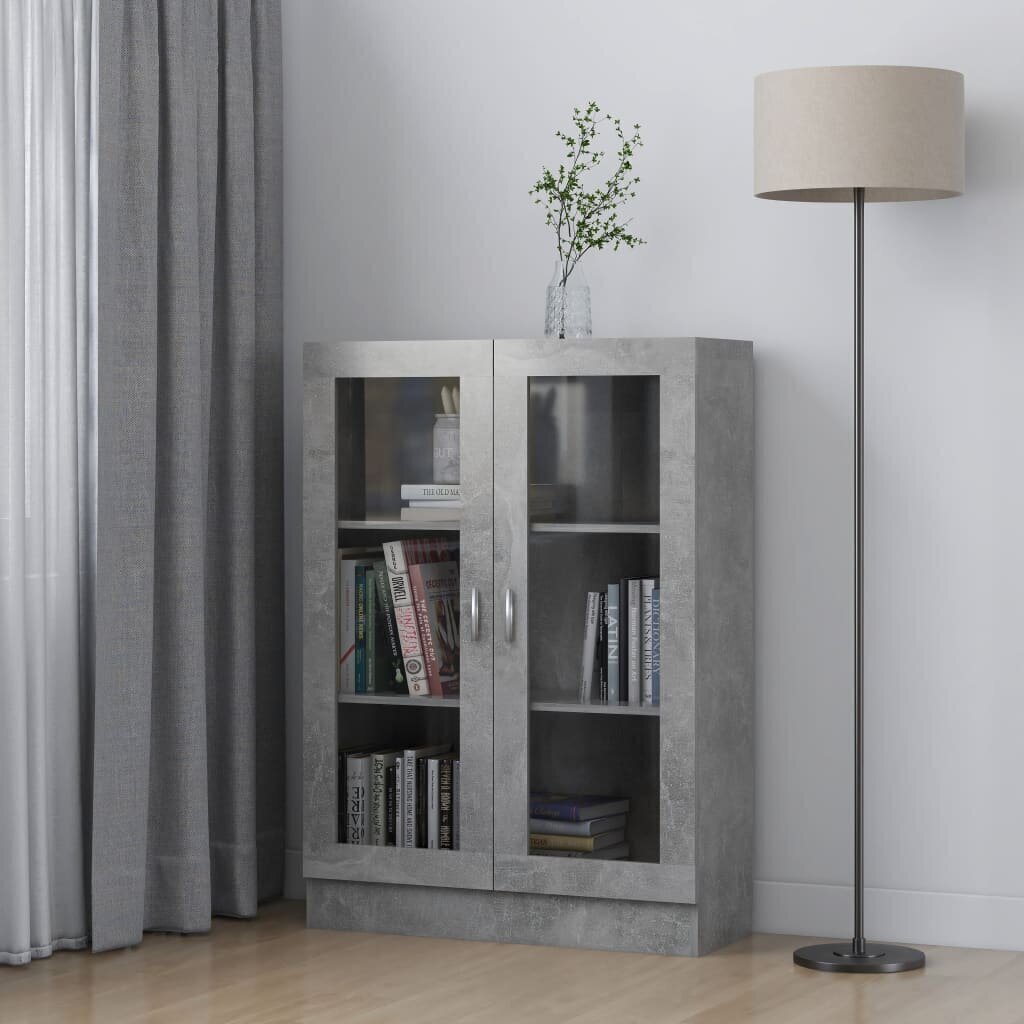 vidaXL Vitriinikaappi betoninharmaa 82,5x30,5x115 cm lastulevy hinta ja tiedot | Vitriinit | hobbyhall.fi