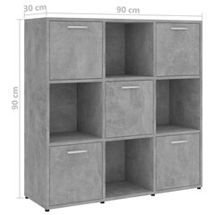 vidaXL Kirjahylly betoninharmaa 90x30x90 cm lastulevy hinta ja tiedot | Hyllyt | hobbyhall.fi