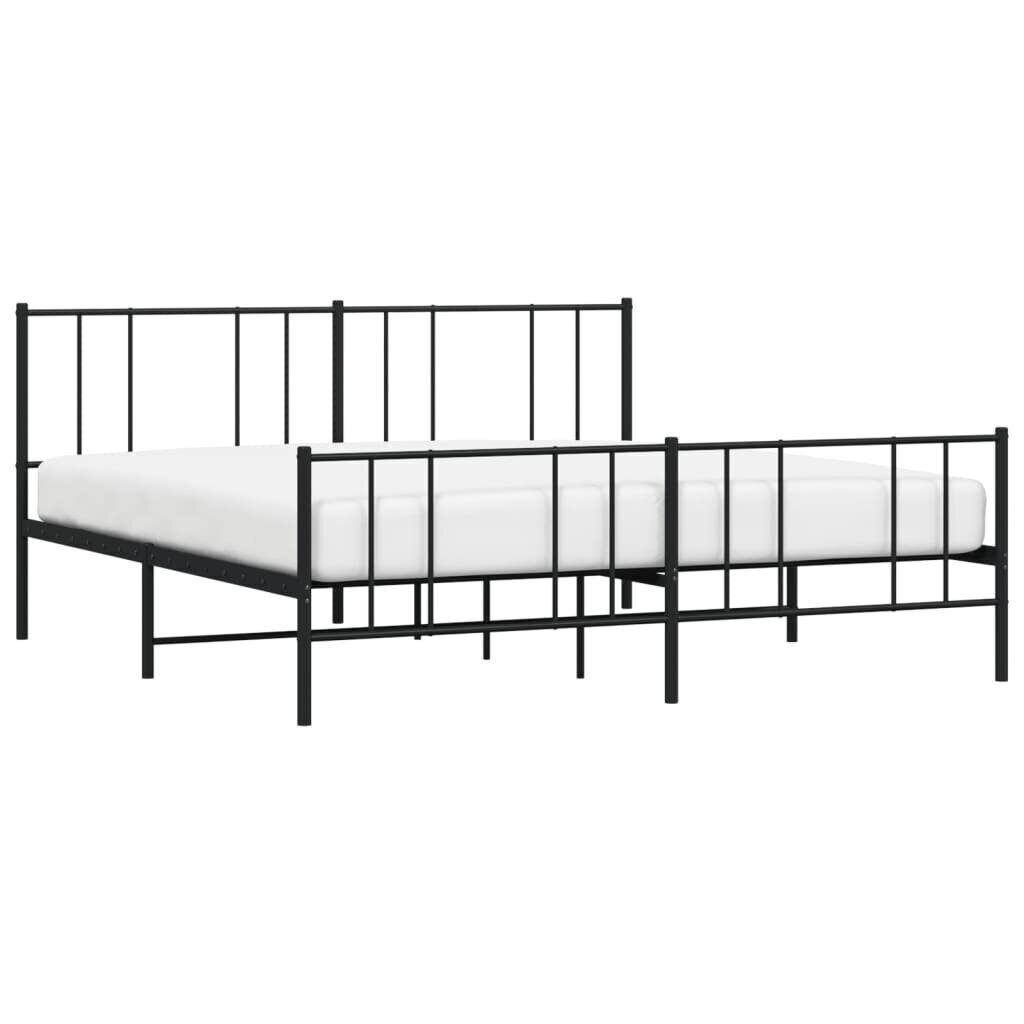 vidaXL Metallinen sängynrunko päädyillä musta 183x213 cm hinta ja tiedot | Sängyt | hobbyhall.fi