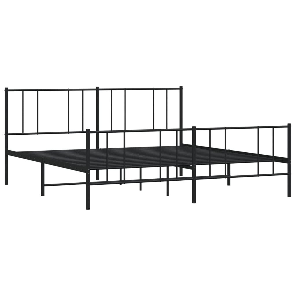 vidaXL Metallinen sängynrunko päädyillä musta 193x203 cm hinta ja tiedot | Sängyt | hobbyhall.fi