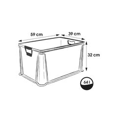 Eurobox pehmeillä kahvoilla Luis 59x39x32cm 64L läpinäkyvä hinta ja tiedot | Säilytyslaatikot ja -korit | hobbyhall.fi