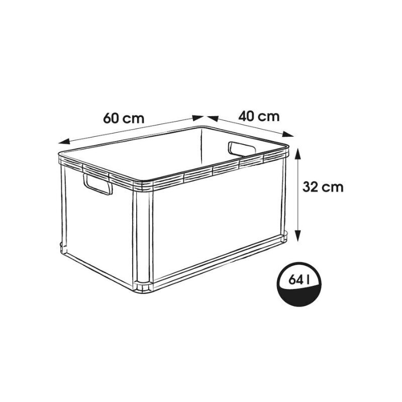 Kuljetuslaatikko, jonka kantavuus on enintään 30kg Robert 60x40x32cm 64L grafiittiä hinta ja tiedot | Säilytyslaatikot ja -korit | hobbyhall.fi