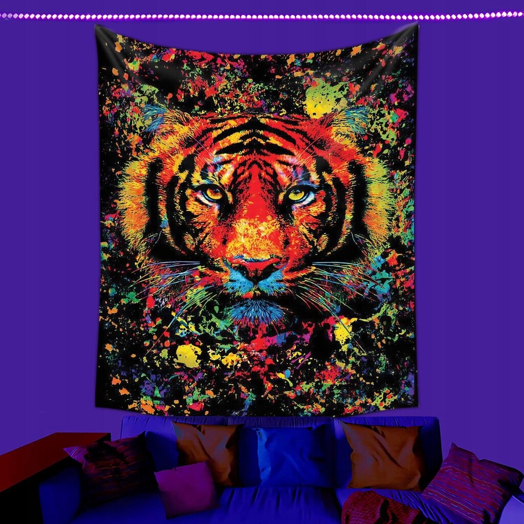 Seinä koristelu UV FLUORESCENT IMAGE GOBELIN ODBLASK 150cm XXL Tiger hinta ja tiedot | Taulut | hobbyhall.fi