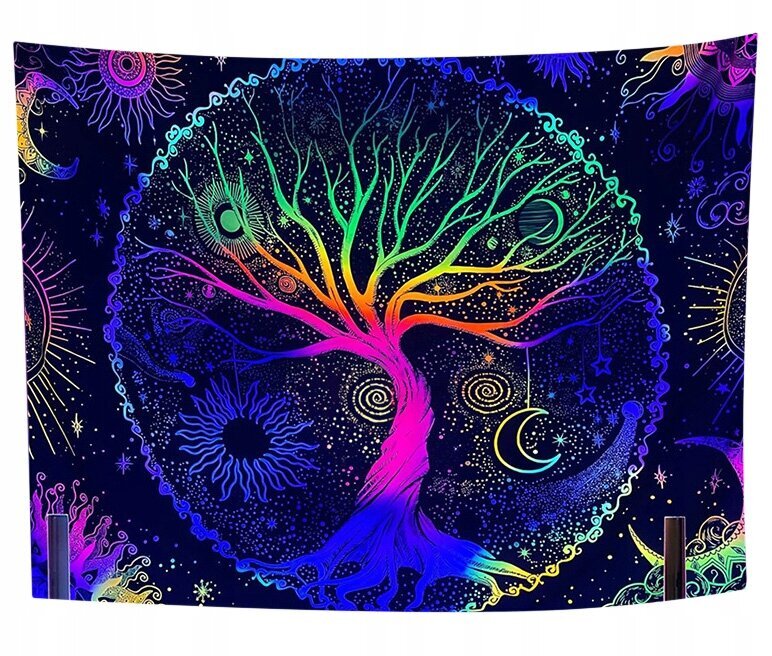 Seinä Koriste UV FLUORESCENT GOBELIN REFLECTOR Rainbow Tree hinta ja tiedot | Taulut | hobbyhall.fi