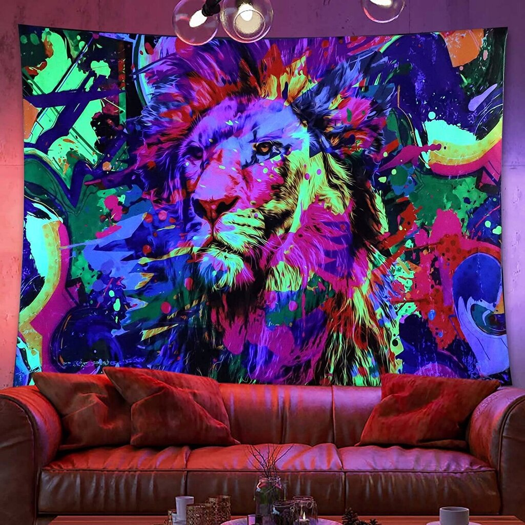 Seinä koristelu UV FLUORESCENT GOBELIN ODBLASK 150x150cm XL Lion hinta ja tiedot | Taulut | hobbyhall.fi