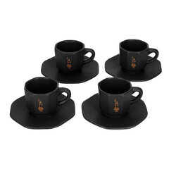 Bialetti Elegance - 4 mustaa ja kuparista kuppia ja lautaset -setti hinta ja tiedot | Lasit, mukit ja kannut | hobbyhall.fi