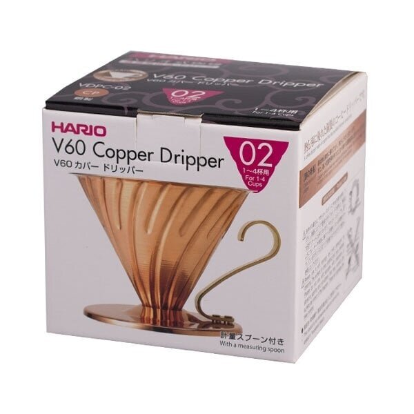 Hario V60-02 Kuparinen metallitilkku Hario V60-02 Copper Metal Dripper hinta ja tiedot | Keittiövälineet | hobbyhall.fi