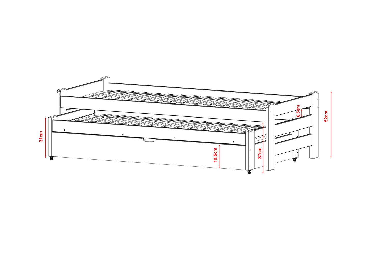 Lastensänky Anis FURNLUX CLASSIC, 98x188x52 cm, beige hinta ja tiedot | Lastensängyt | hobbyhall.fi