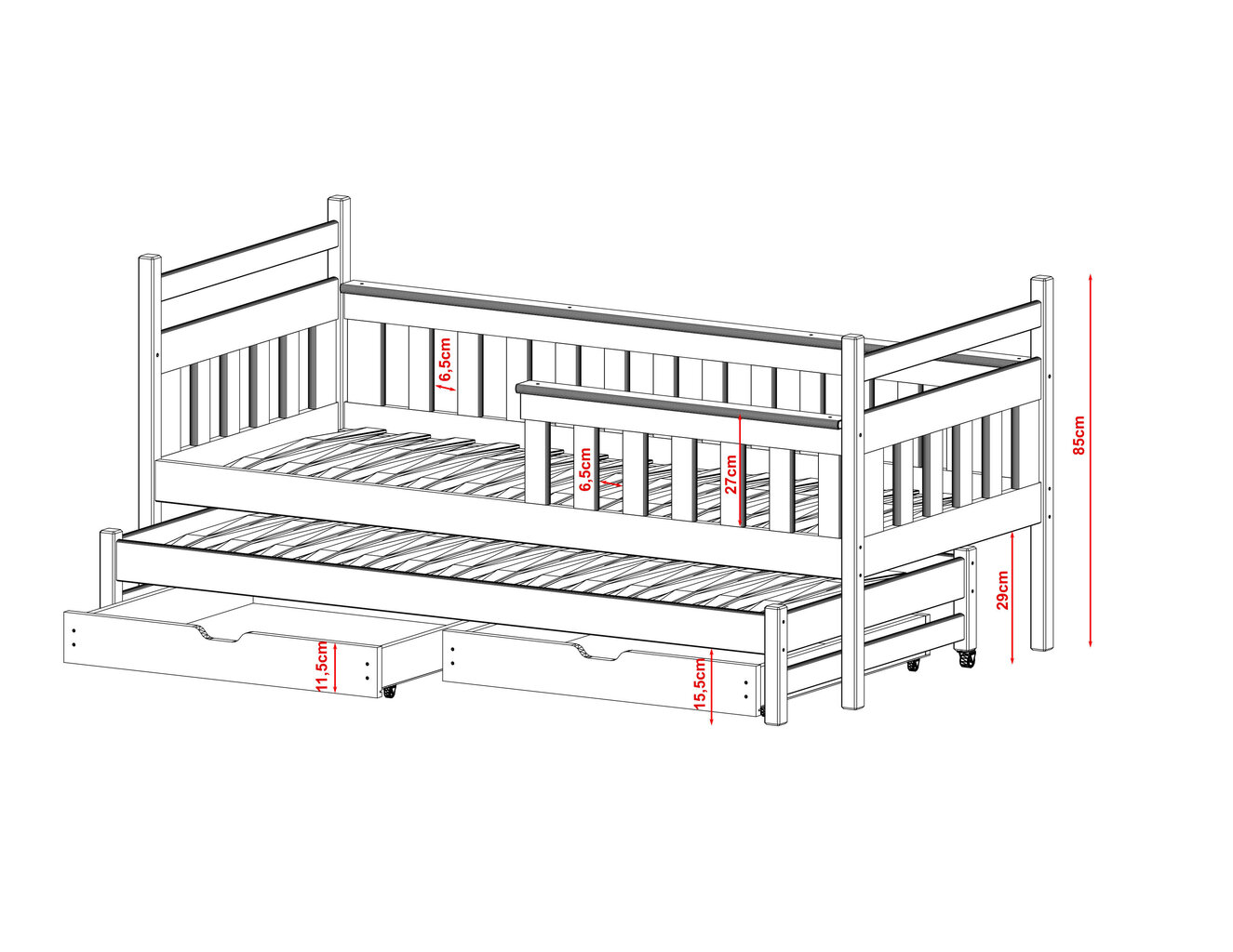 Talosänky Domi FURNLUX CLASSIC, 98x188x85 cm, valkoinen hinta ja tiedot | Sängyt | hobbyhall.fi