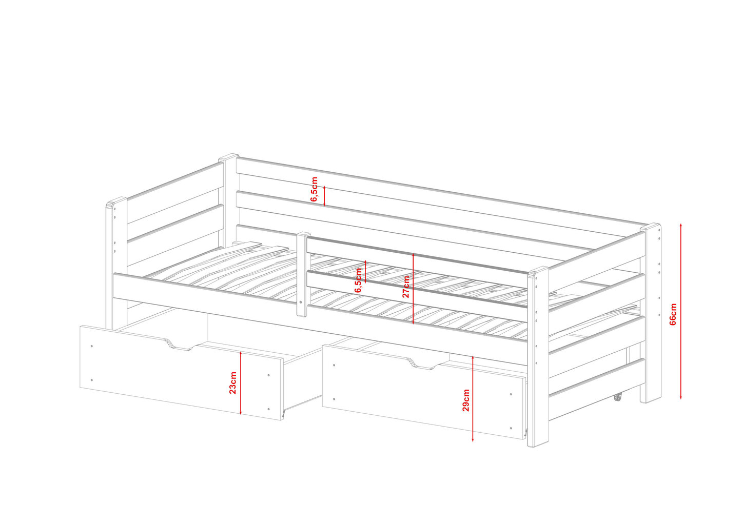 Lastensänky Ergo FURNLUX CLASSIC, 88x178x66 cm, valkoinen hinta ja tiedot | Lastensängyt | hobbyhall.fi