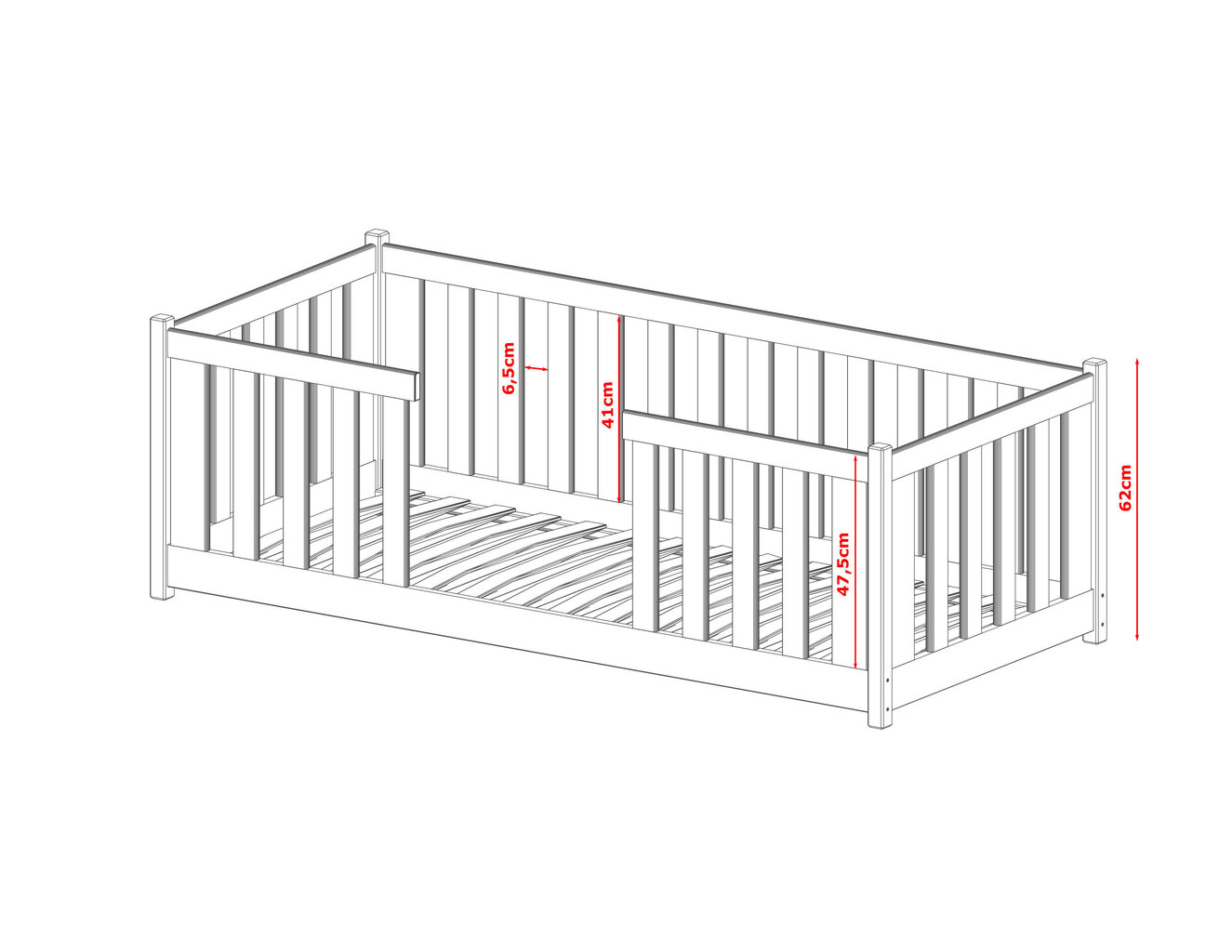 Lastensänky Fero FURNLUX CLASSIC, 88x198x62 cm, valkoinen hinta ja tiedot | Lastensängyt | hobbyhall.fi