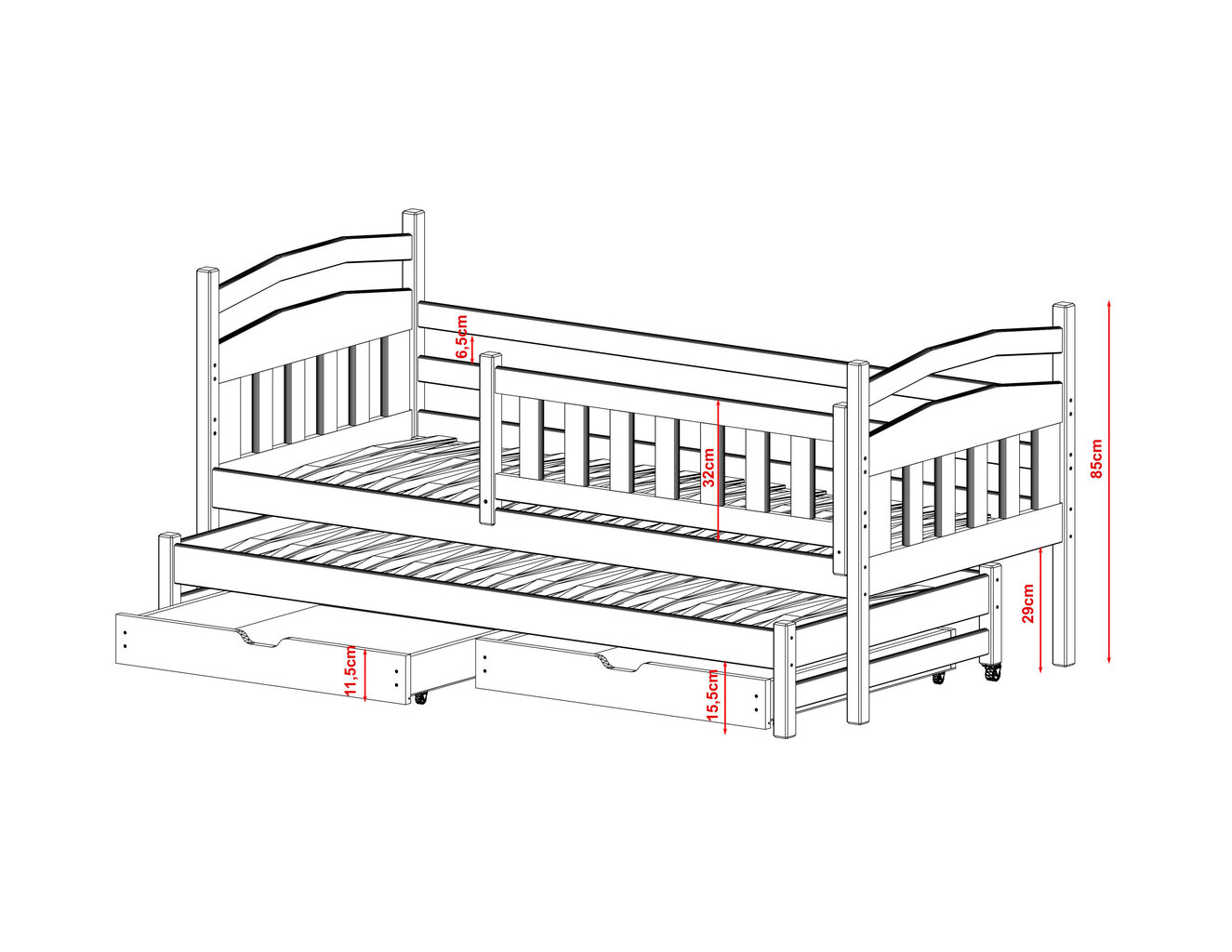 Lastensänky Galaxy FURNLUX CLASSIC, 88x178x85 cm, harmaa hinta ja tiedot | Lastensängyt | hobbyhall.fi