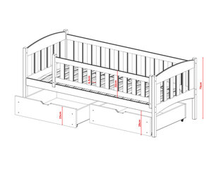 Lastensänky Gucio FURNLUX CLASSIC, 98x188x75 cm, harmaa hinta ja tiedot | Lastensängyt | hobbyhall.fi