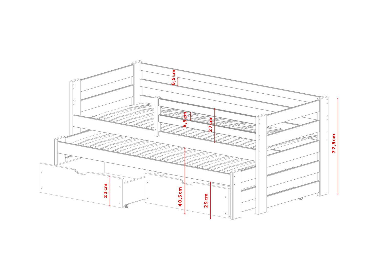 Lastensänky Kubus FURNLUX CLASSIC, 98x188x78 cm, valkoinen hinta ja tiedot | Lastensängyt | hobbyhall.fi