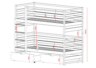 Kerrossänky Loft FURNLUX CLASSIC, 88x198x161 cm, valkoinen hinta ja tiedot | Sängyt | hobbyhall.fi