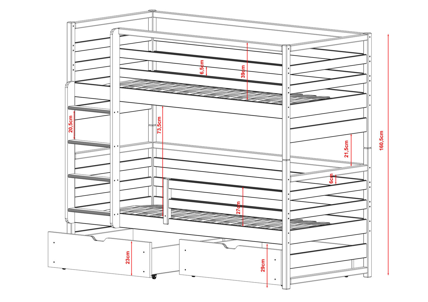 Kerrossänky Loft FURNLUX CLASSIC, 88x198x161 cm, valkoinen hinta ja tiedot | Sängyt | hobbyhall.fi