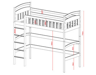 Parvisänky Mia FURNLUX CLASSIC, 88x178x174 cm, harmaa hinta ja tiedot | Sängyt | hobbyhall.fi