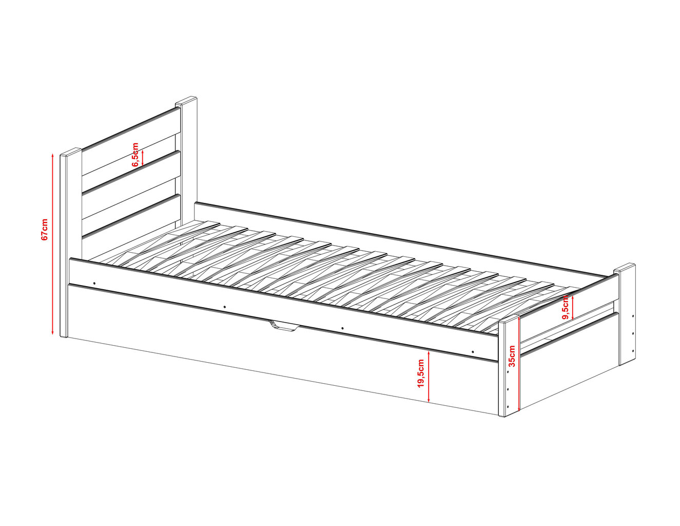 Lastensänky Nela FURNLUX CLASSIC, 88x198x67 cm, valkoinen hinta ja tiedot | Lastensängyt | hobbyhall.fi