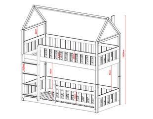 Talosänky Pola FURNLUX CLASSIC, 88x198x193 cm, harmaa hinta ja tiedot | Sängyt | hobbyhall.fi