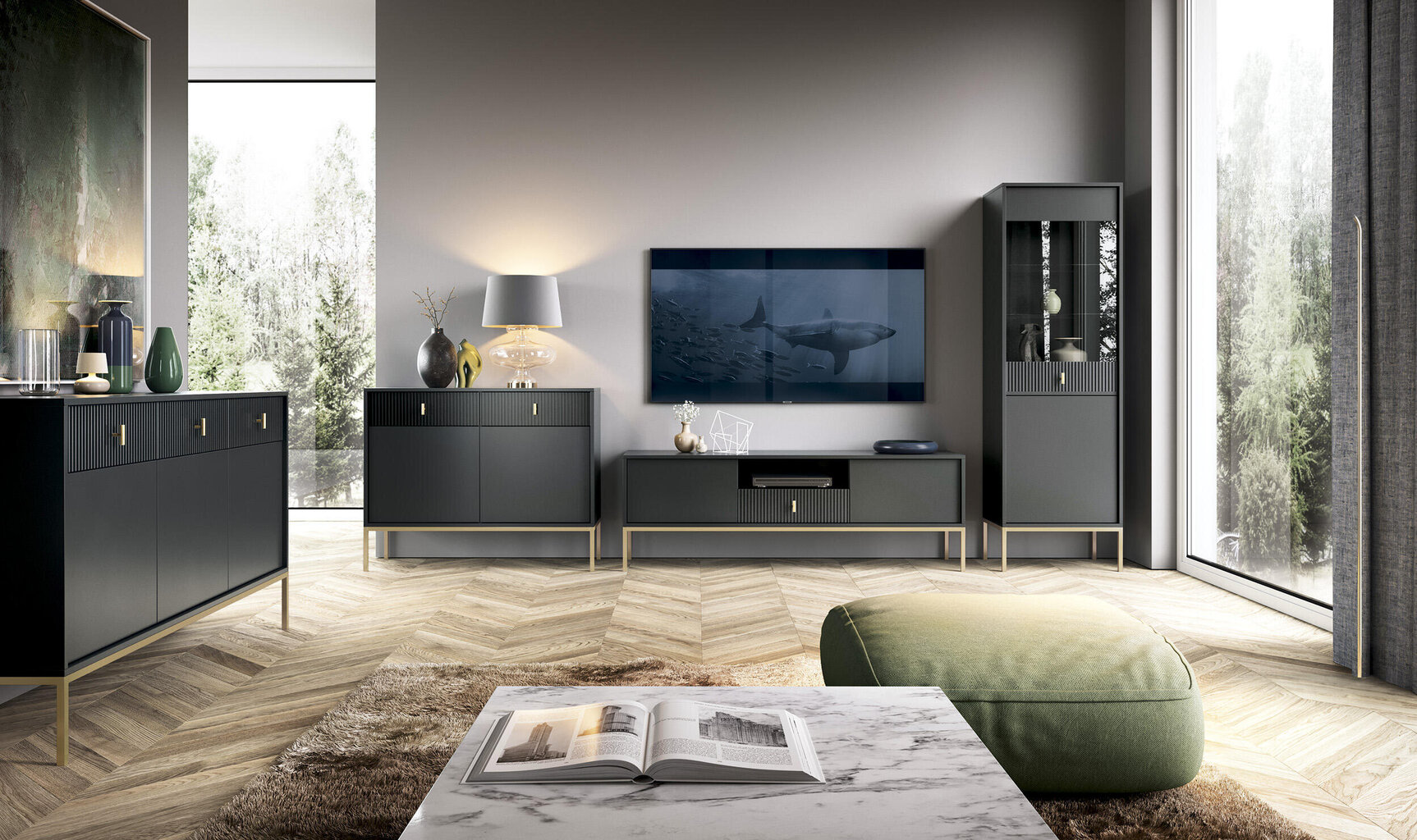 Sohvapöytä Maggiore FURNLUX CLASSIC, 104x68x40 cm, musta hinta ja tiedot | Sohvapöydät | hobbyhall.fi