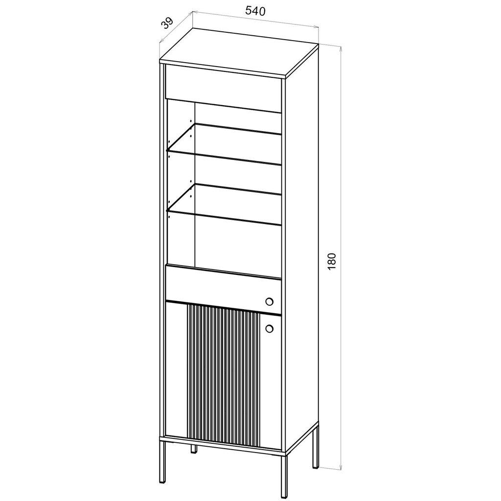 Vitriini Iseo FURNLUX CLASSIC, 54x39x180 cm, beige hinta ja tiedot | Vitriinit | hobbyhall.fi