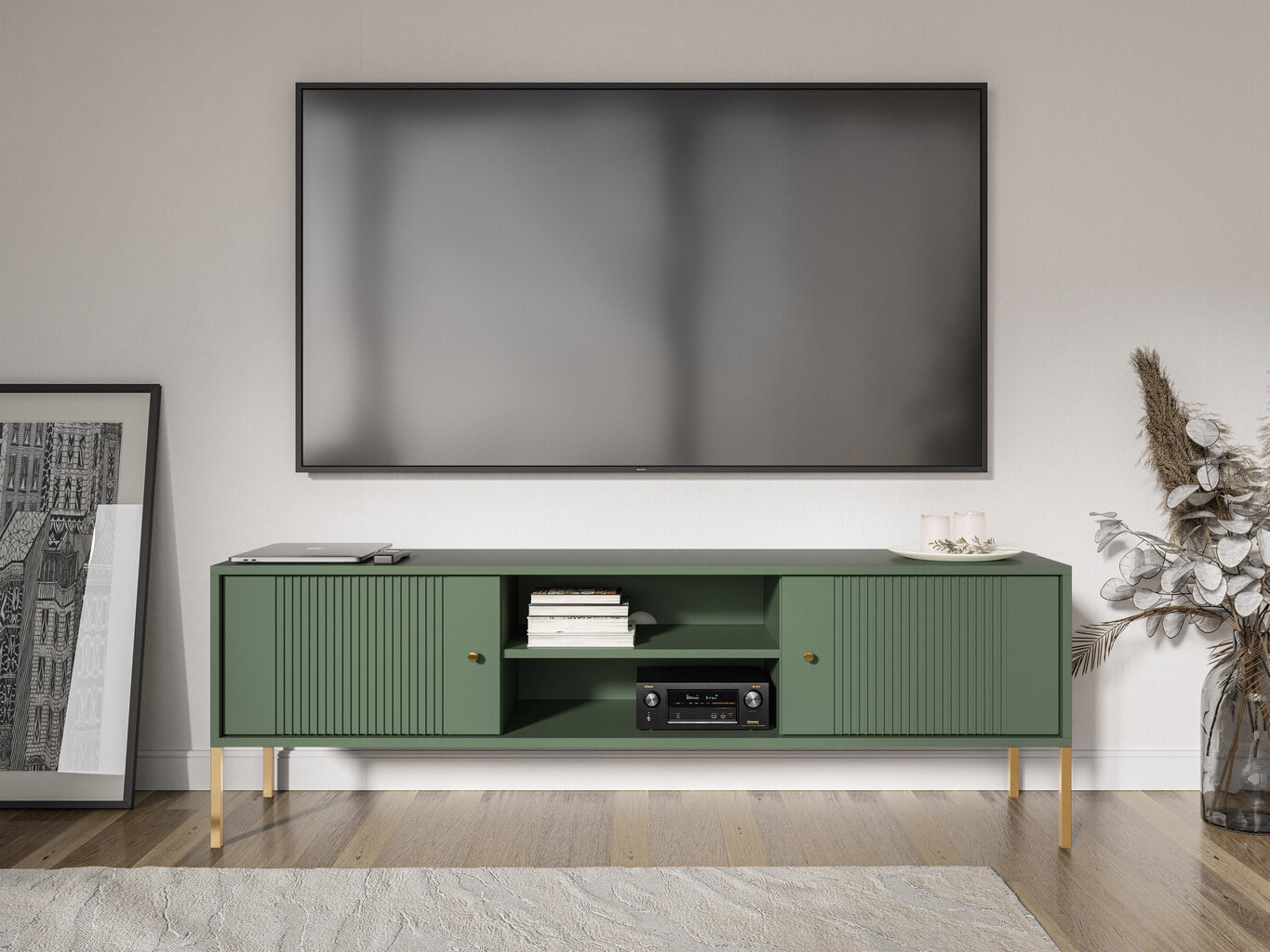 Tv-taso Iseo FURNLUX CLASSIC, 154x50x50 cm, vihreä hinta ja tiedot | TV-tasot | hobbyhall.fi