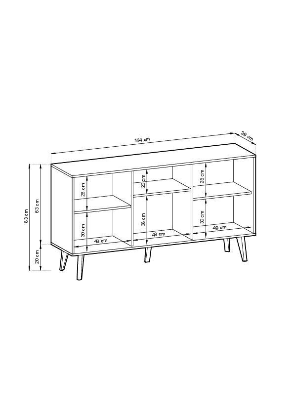 Senkki Willow FURNLUX CLASSIC, 154x39x83 cm, musta hinta ja tiedot | Olohuoneen kaapit ja lipastot | hobbyhall.fi