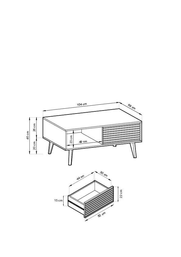 Sohvapöytä Willow FURNLUX CLASSIC, 104x68x48 cm, beige hinta ja tiedot | Sohvapöydät | hobbyhall.fi