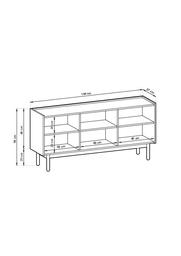 Senkki Boho FURNLUX CLASSIC, 144x37x68 cm, beige hinta ja tiedot | Olohuoneen kaapit ja lipastot | hobbyhall.fi