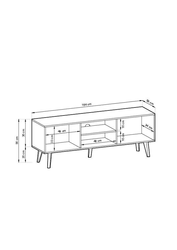 Tv-taso Willow FURNLUX CLASSIC, 154x39x56 cm, musta hinta ja tiedot | TV-tasot | hobbyhall.fi