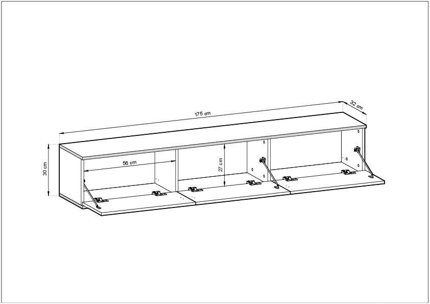 Tv-taso Oro Mdf FURNLUX CLASSIC, 175x32x30 cm, valkoinen hinta ja tiedot | TV-tasot | hobbyhall.fi