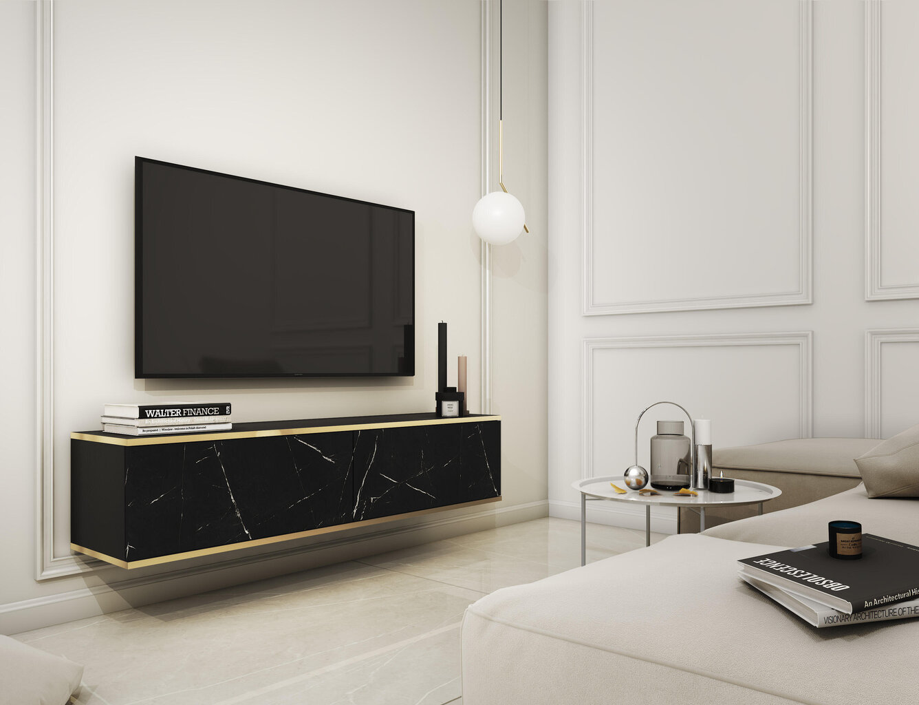 Tv-taso Oro FURNLUX CLASSIC, 135x32x30 cm, marmori hinta ja tiedot | TV-tasot | hobbyhall.fi