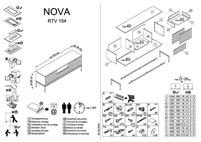 Tv-taso Avon FURNLUX CLASSIC, 154x39x56 cm, vihreä hinta ja tiedot | TV-tasot | hobbyhall.fi