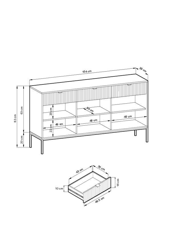 Senkki Avon FURNLUX CLASSIC, 154x39x83 cm, vihreä hinta ja tiedot | Olohuoneen kaapit ja lipastot | hobbyhall.fi