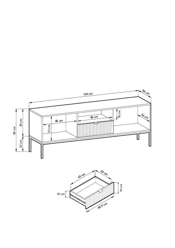 Tv-taso Avon FURNLUX CLASSIC, 154x39x56 cm, vihreä hinta ja tiedot | TV-tasot | hobbyhall.fi