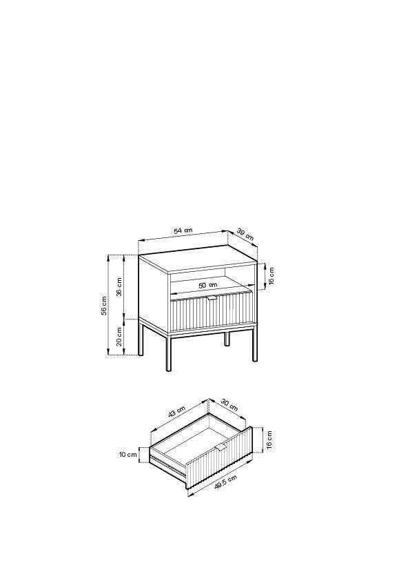 Yöpöytä Avon FURNLUX CLASSIC, 54x39x56 cm, musta hinta ja tiedot | Yöpöydät | hobbyhall.fi