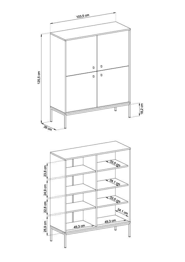 Senkki Mono FURNLUX CLASSIC, 103x39x125 cm, punainen hinta ja tiedot | Olohuoneen kaapit ja lipastot | hobbyhall.fi