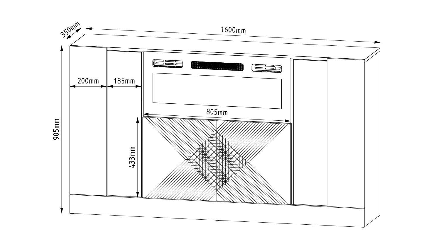 Senkki Diuna FURNLUX CLASSIC, 160x35x90 cm, valkoinen hinta ja tiedot | Olohuoneen kaapit ja lipastot | hobbyhall.fi