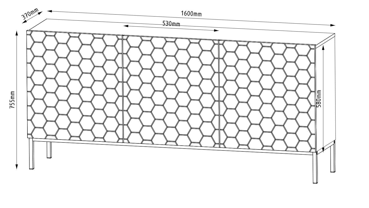 Senkki Hexa FURNLUX CLASSIC, 160x37x76 cm, musta hinta ja tiedot | Olohuoneen kaapit ja lipastot | hobbyhall.fi