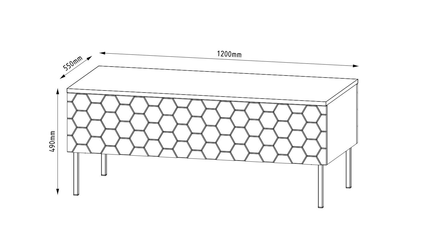 Sohvapöytä Hexa FURNLUX CLASSIC, 120x55x49 cm, valkoinen hinta ja tiedot | Sohvapöydät | hobbyhall.fi