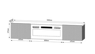 Tv-taso Carbon FURNLUX CLASSIC, 180x35x38 cm, musta hinta ja tiedot | TV-tasot | hobbyhall.fi